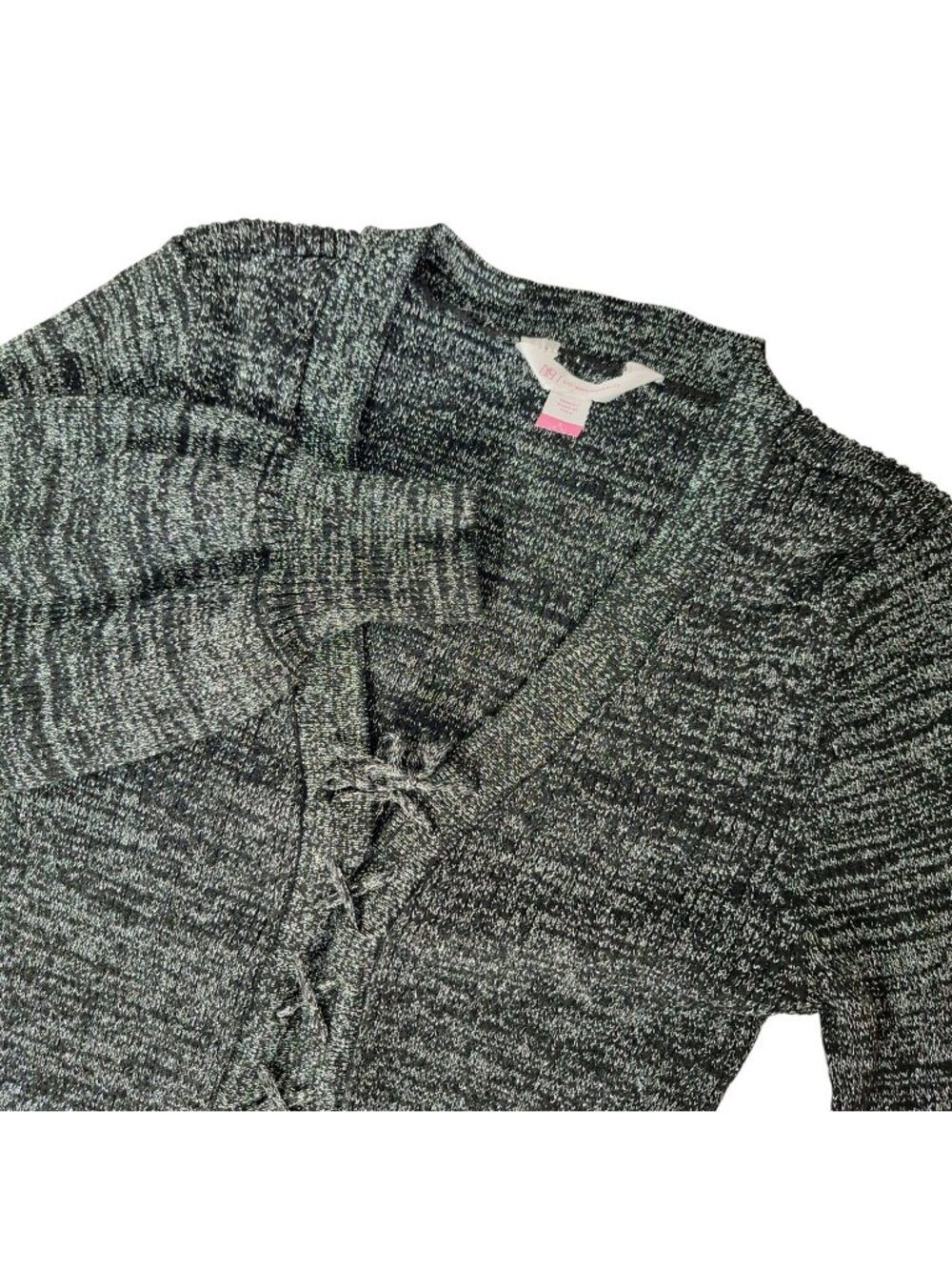 No Boundaries Metallic Sparkle Sweater Dress Small S (3-5) Y2K Party Lace Up